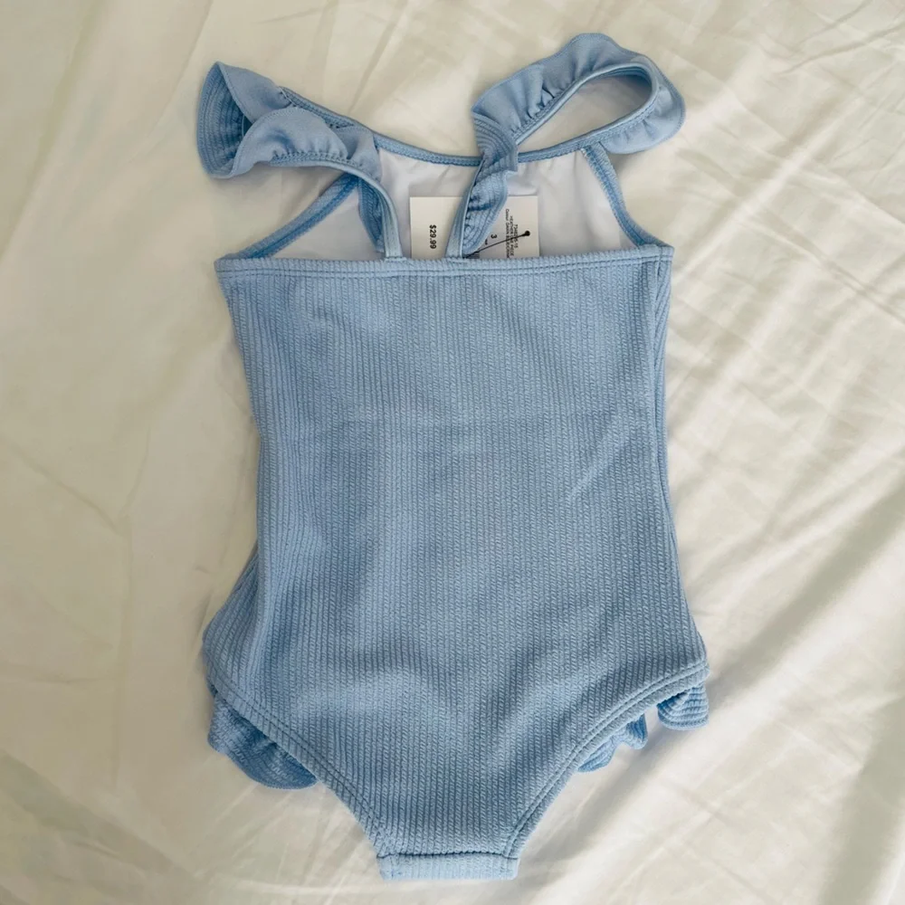 Cotton On Kids Light Blue Ribbed Swimsuit size 3